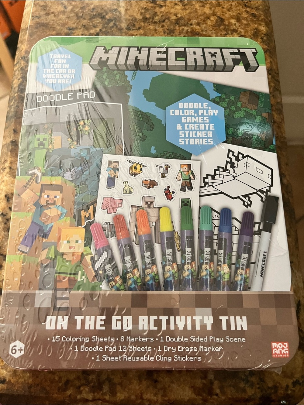 Brand New Minecraft On The Go Activity Tin. Lots of activities!